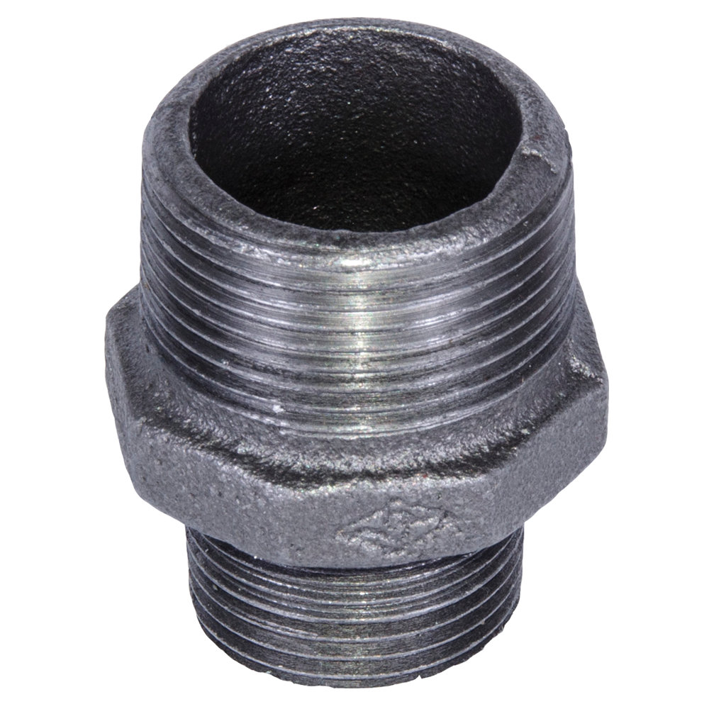 Niplu redus, fonta, negru, 1 1/4 inch x 1 inch