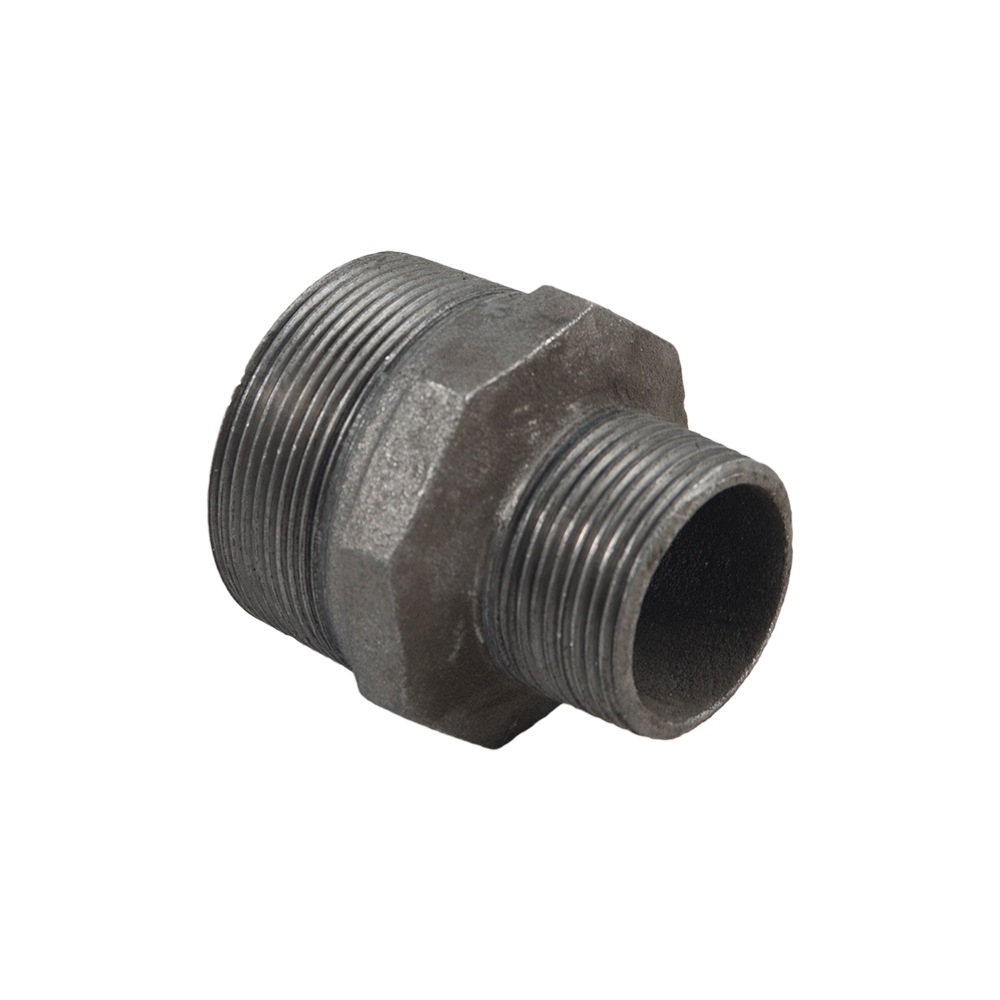 Niplu redus, fonta, negru, 2 inch x 1 1/4 inch