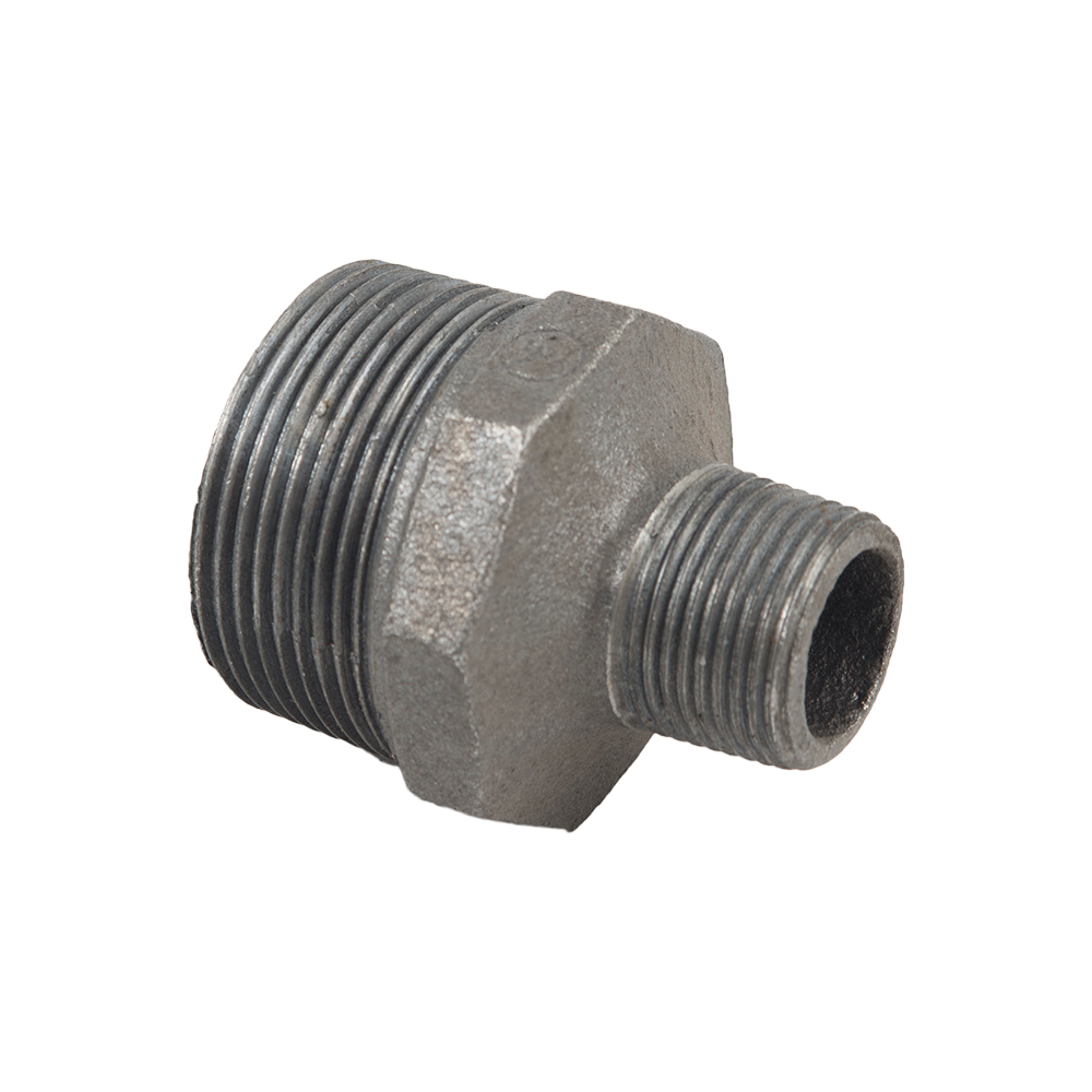Niplu redus, fonta, negru, 1 1/2 inch x 3/4 inch