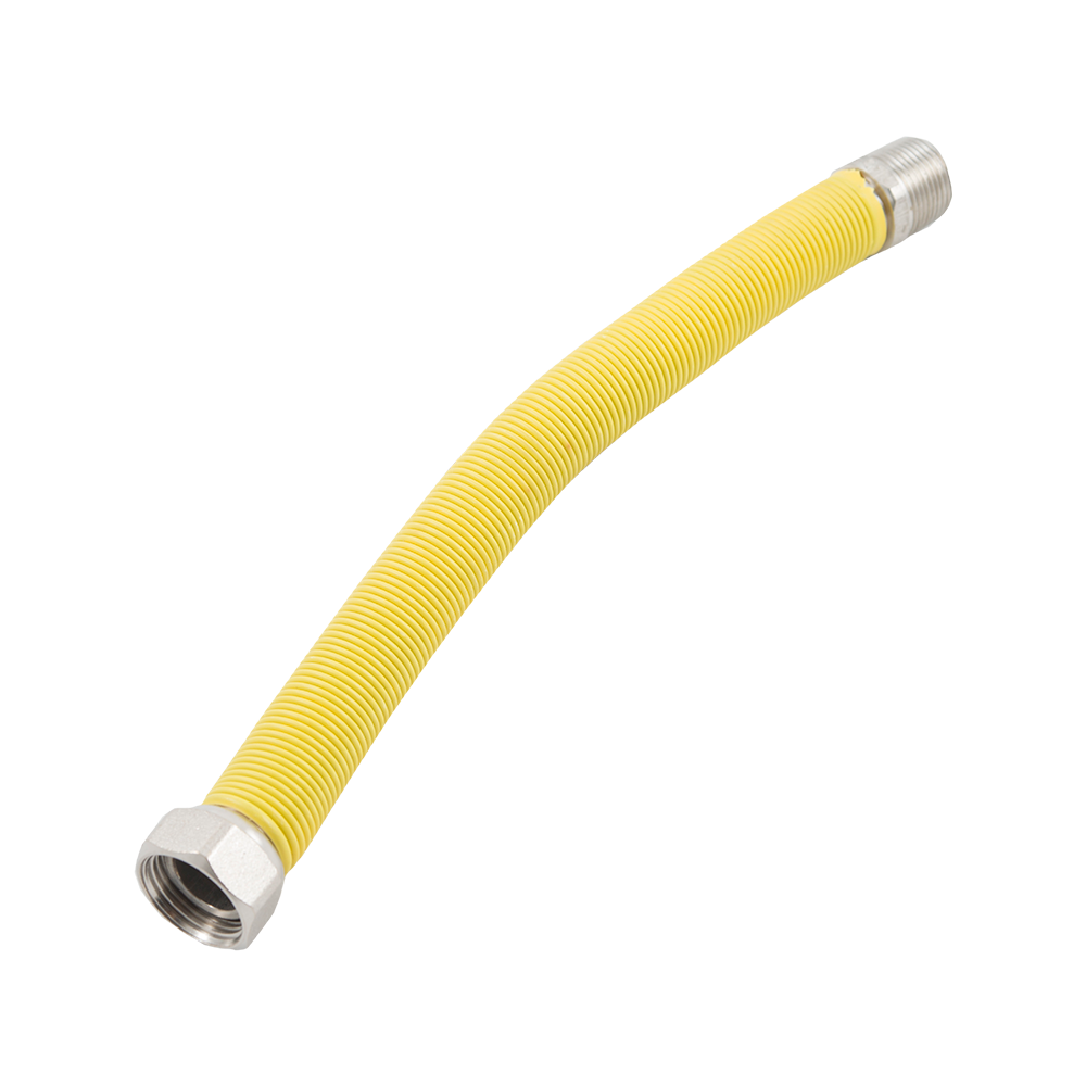 Racord gaz Crimel, inox, galben, FI-FE, 3/4, 30-60 cm