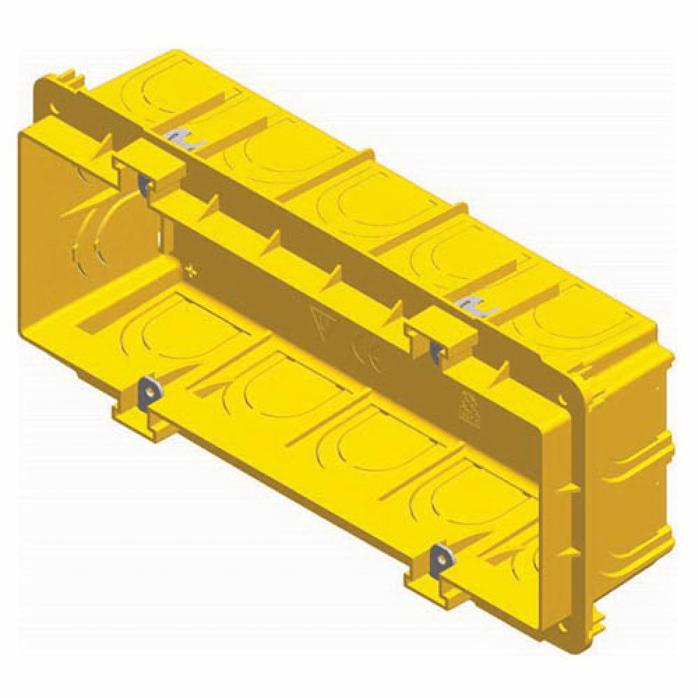 Doza aparat TEM, 7 module, pe tencuiala, incastrata, modulara, galben, 188 x 84 x 49 mm