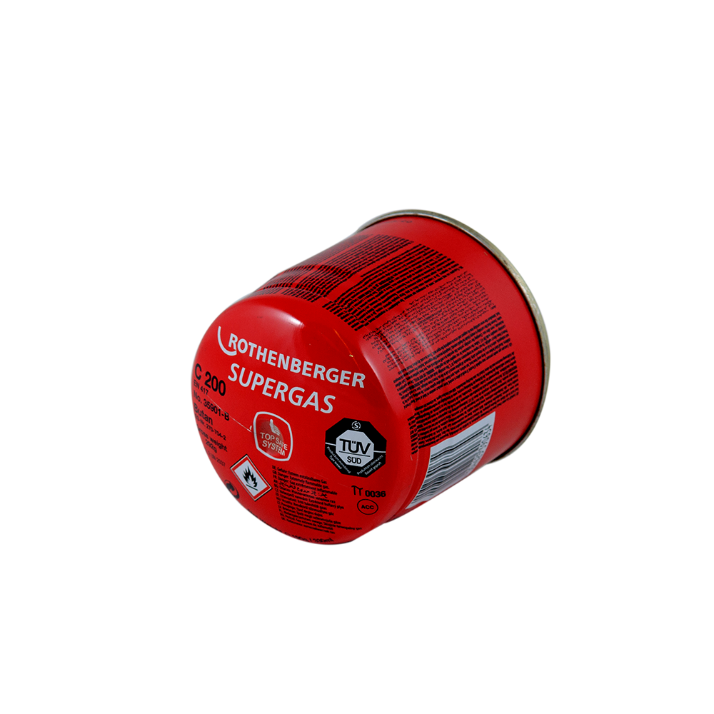 Cartus de gaz C200 Supergas Rothenberger, cu valva, rosu, 190 ml