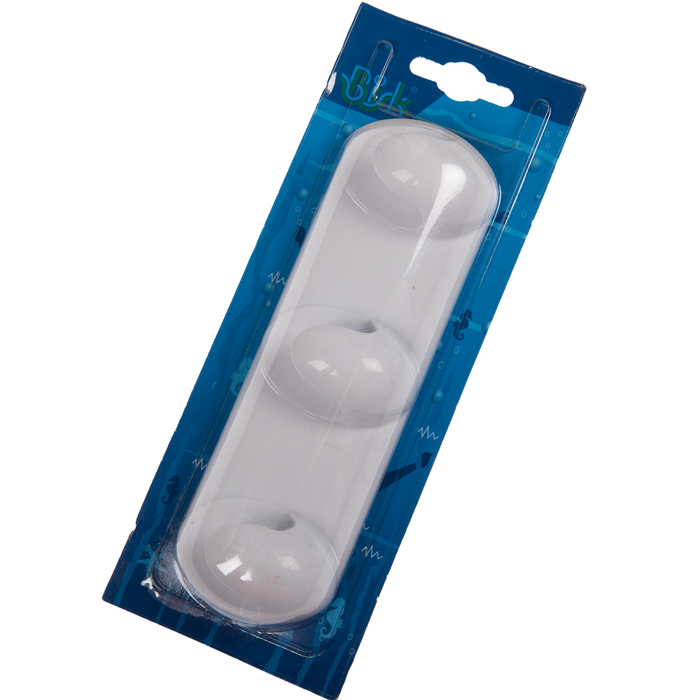 Carlig triplu Bisk, polipropilena, alb, 16 x 2,5 x 3,5 cm