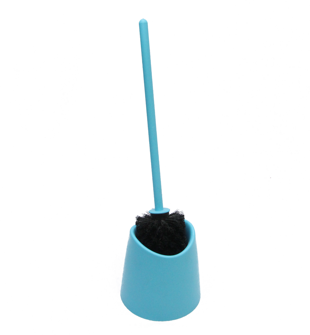 Suport si Perie WC Romtatay Aquamarin, plastic, bleu, 39 x 12 cm