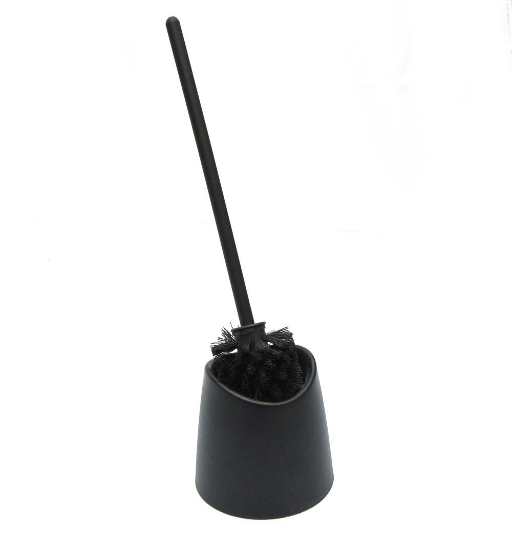 Suport si Perie WC Romataty PP, plastic, negru, 39 x 12 cm