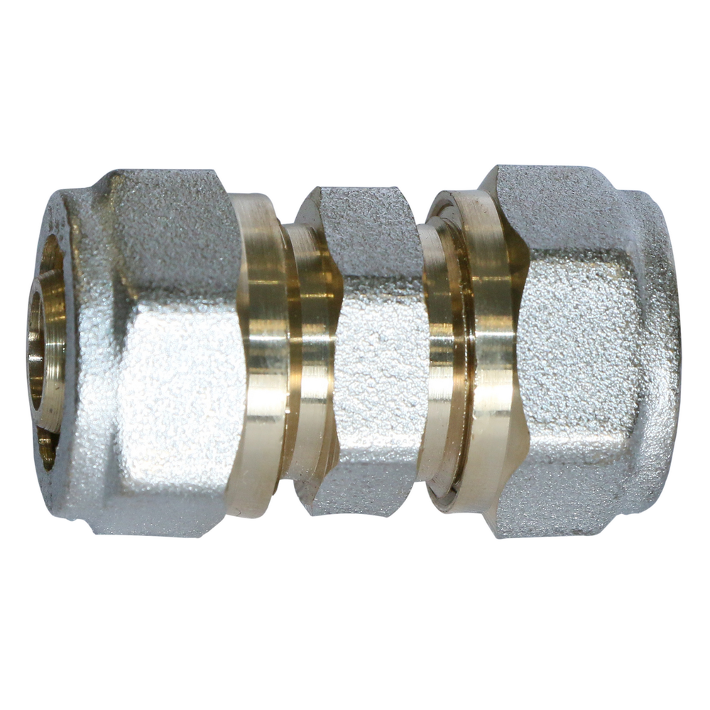 Racord egal pentru teava multistrat, alama, 16 x 16 mm
