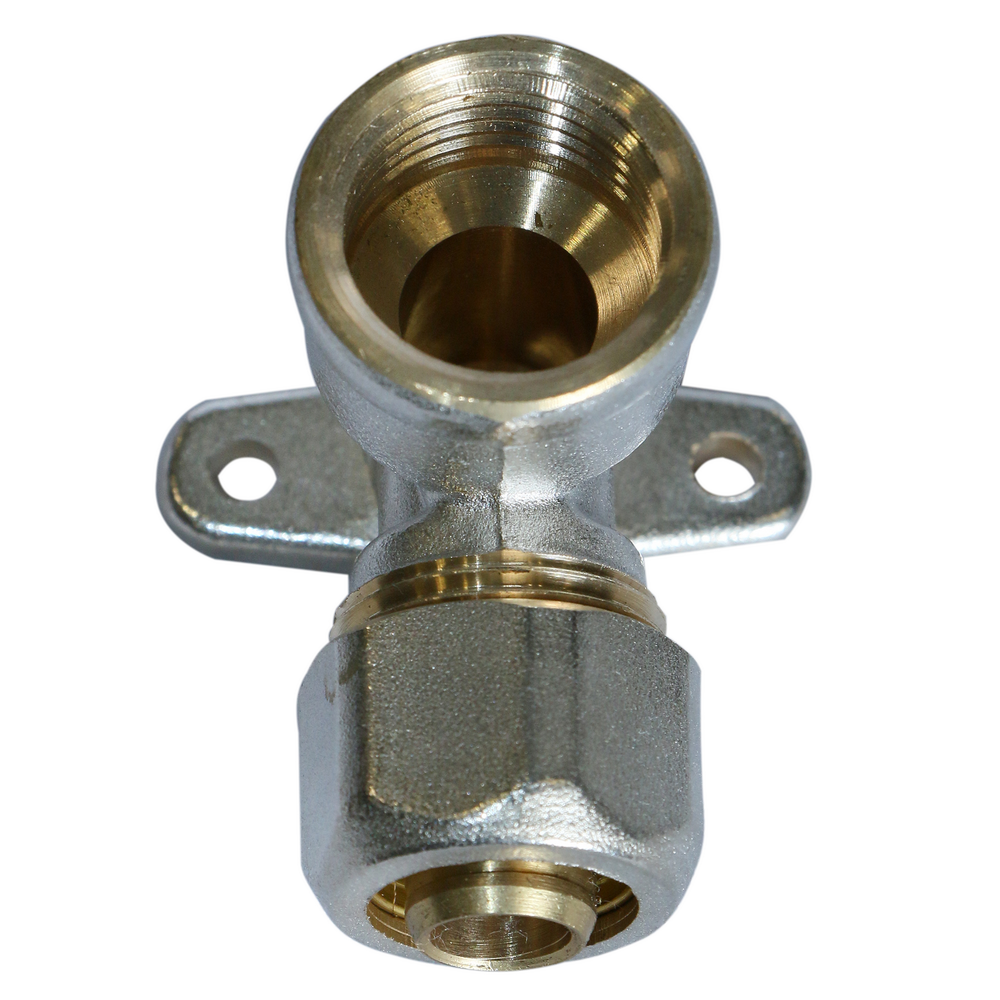 Cot cu talpa pentru teava multistrat, alama, filet interior, 16 mm x 1/2 inch