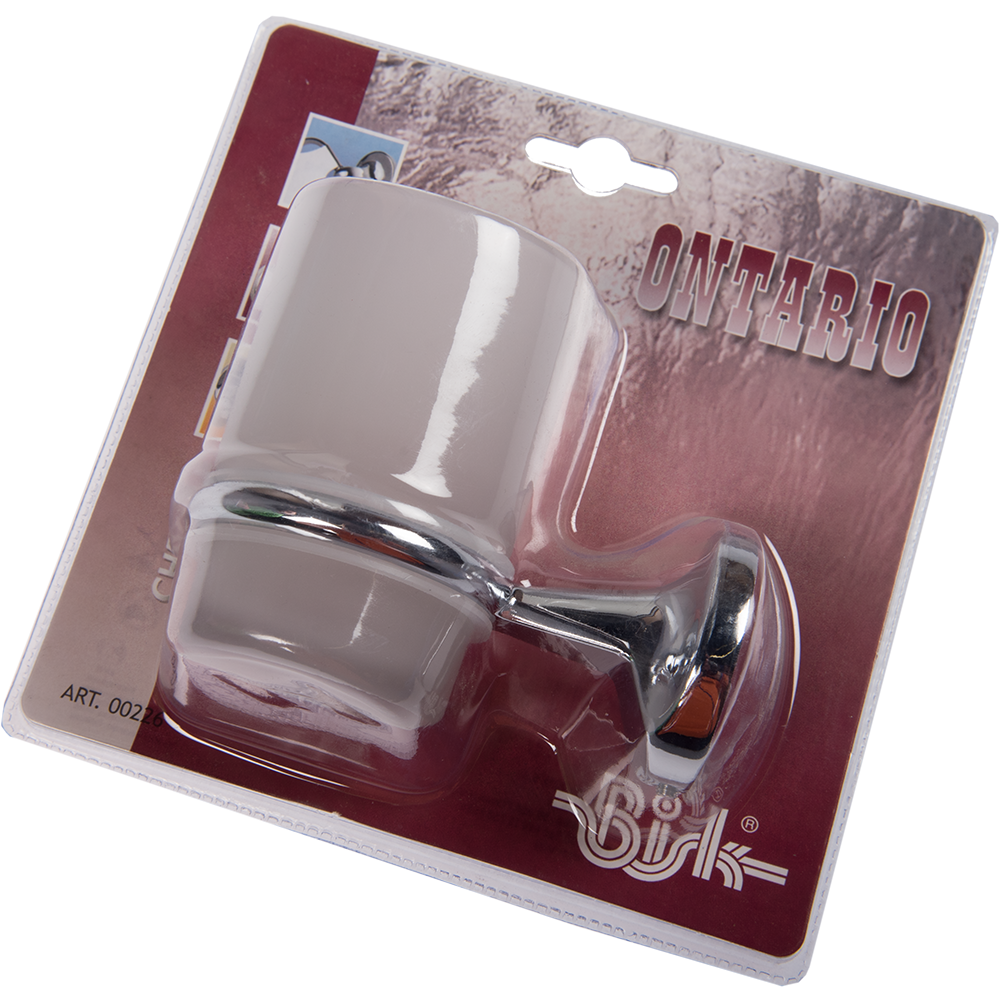 Pahar baie cu suport Bisk Ontario , zinc/aluminiu, sticla mata, 6.6 x 9.5 x 11.5 cm
