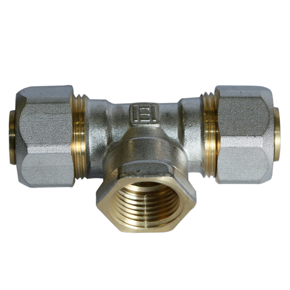 Teu pentru teava multistrat, alama, filet interior, 20 mm x 1/2 inch x 20 mm