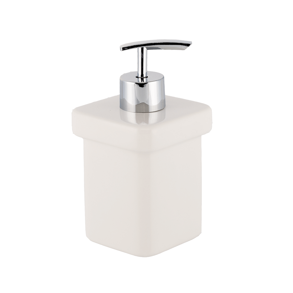 Dozator sapun lichid Romtatay Flat, ceramica, alb, 10 cm