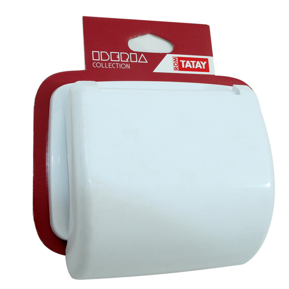 Suport hartie igienica Romtatay Iberia, plastic, sistem prindere pe perete, 18 x 5 x 18 cm