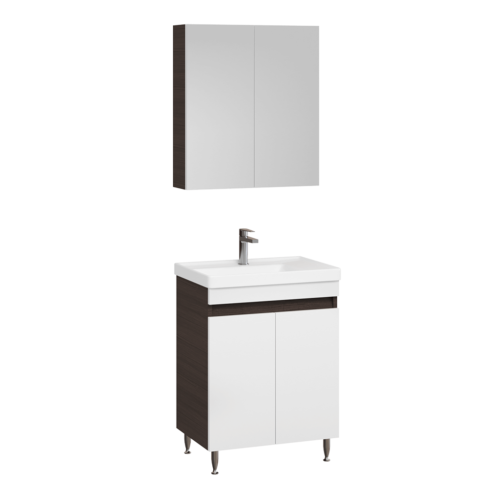 Set mobilier baie Badenmob Seria 286, masca cu setare + lavoar + oglinda, wenge