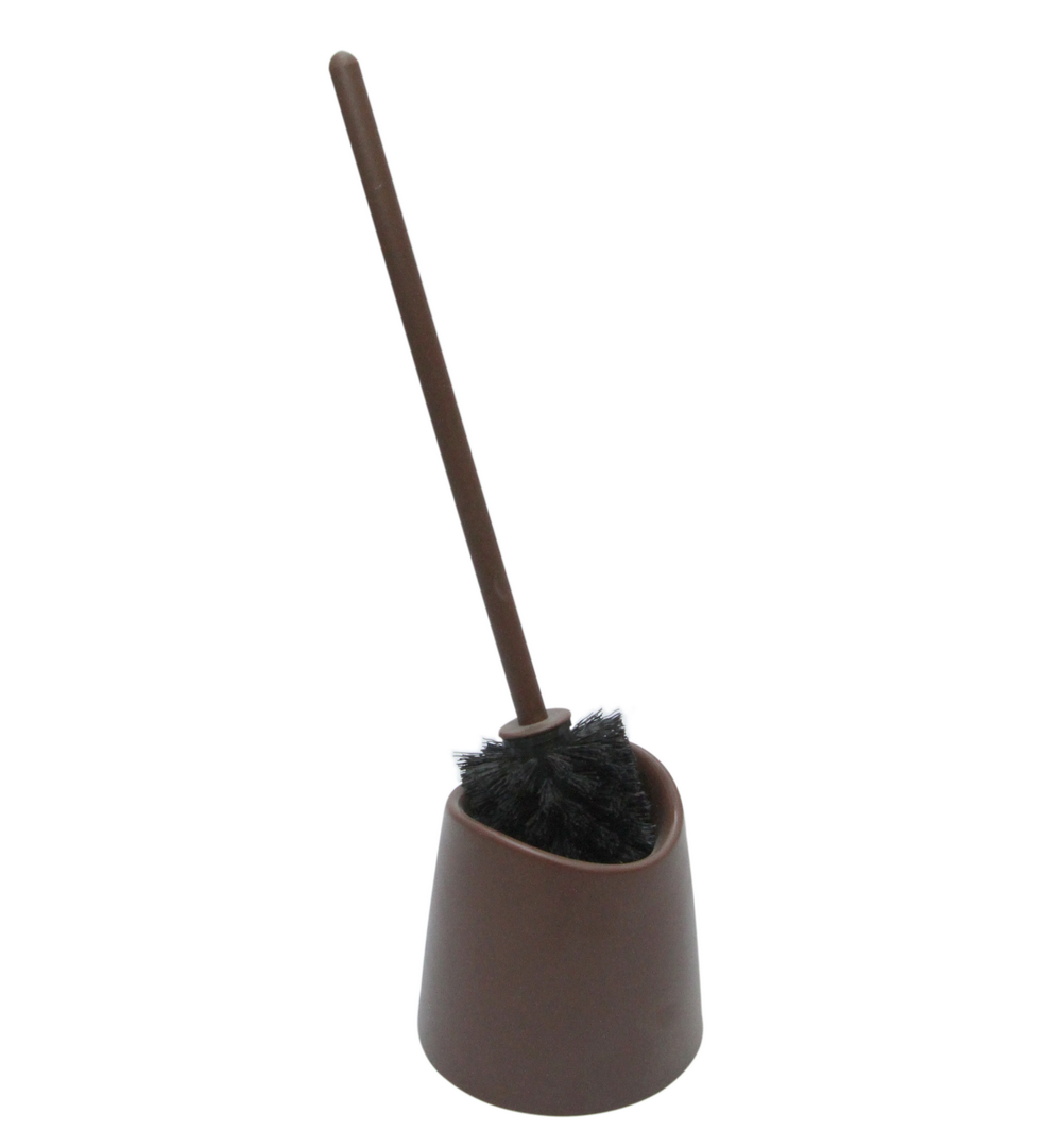 Suport si Perie WC Romtatay, plastic, maro, 39 x 12 cm