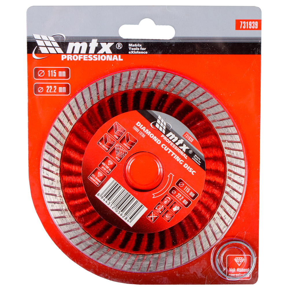 Disc diamantat debitare beton MTX Professional, 115 x 22.2 mm