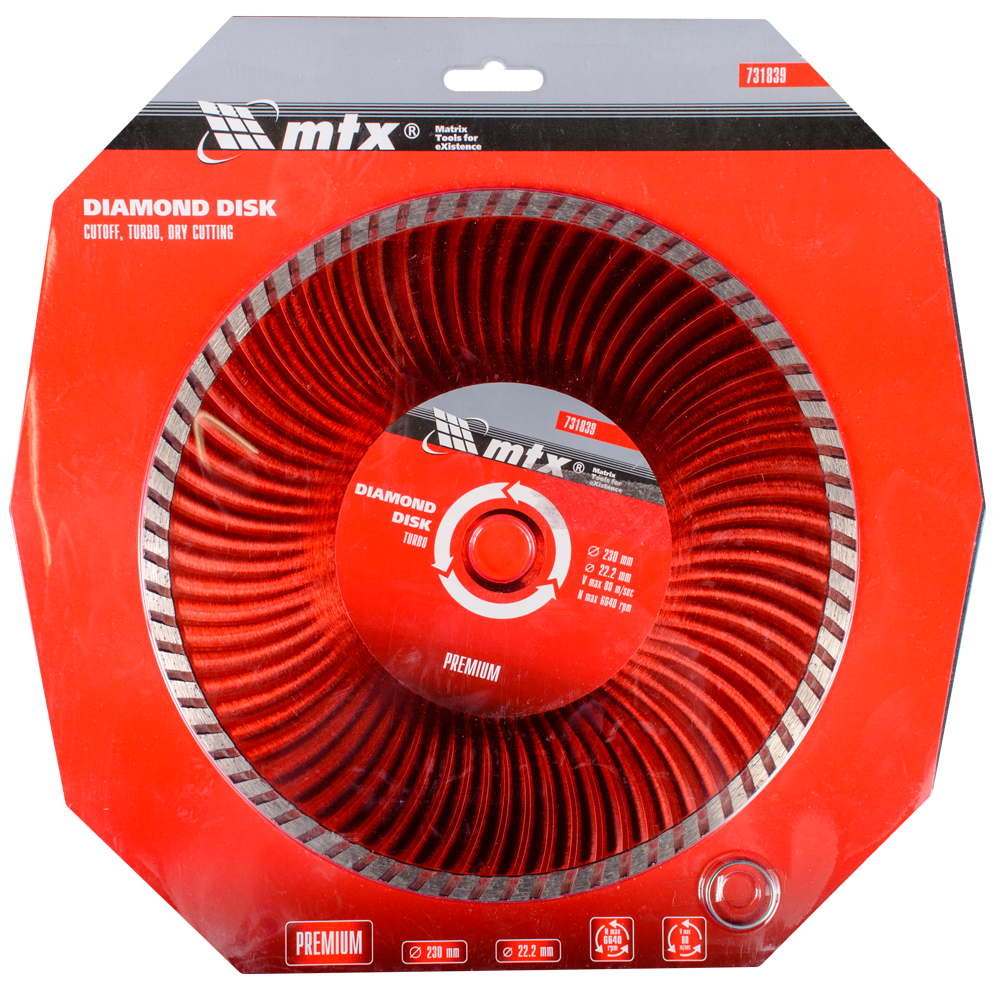Disc diamantat debitare beton MTX Premium Turbo, 230 x 22.2 mm