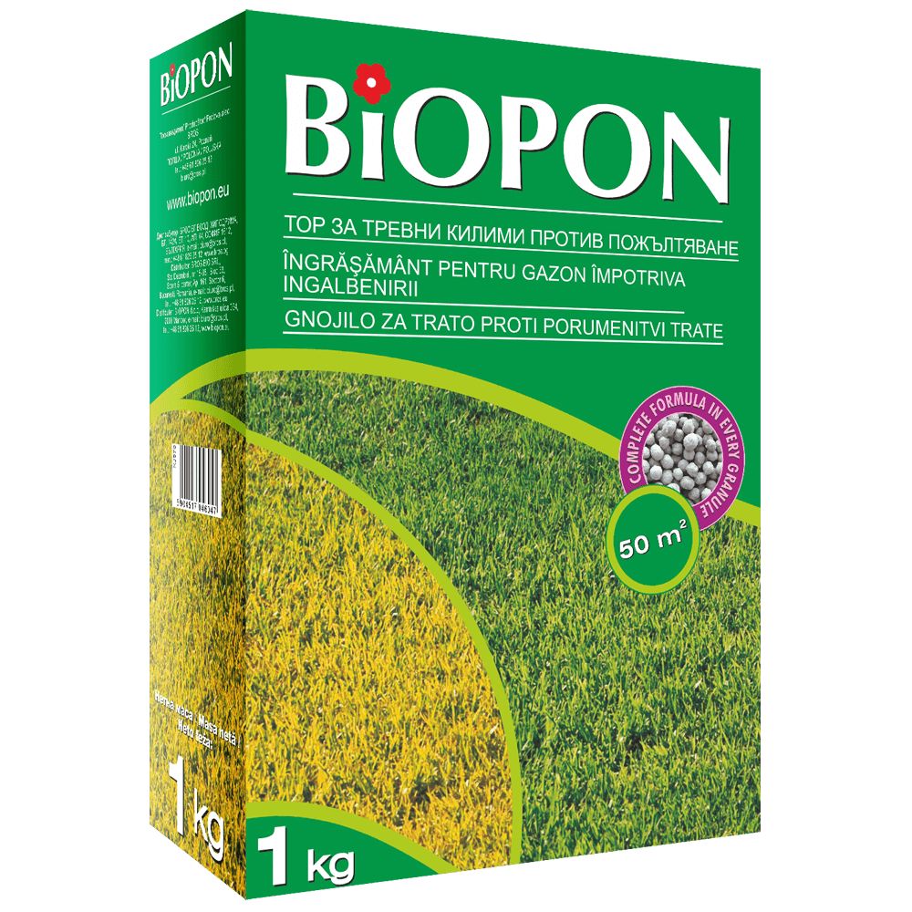 Ingrasamant pentru gazon antiingalbenire Biopon, raport NPK, 1 kg