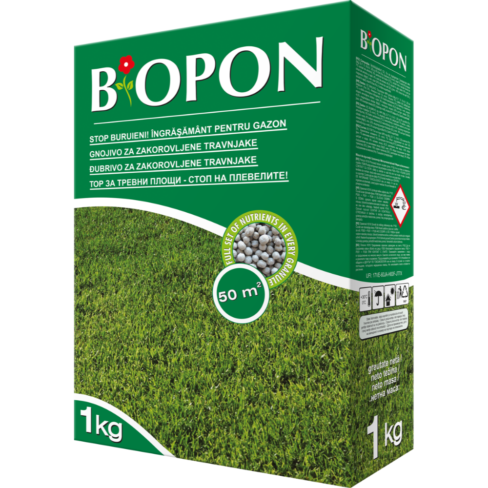Ingrasamant Biopon pentru gazon cu buruieni control, 1 kg
