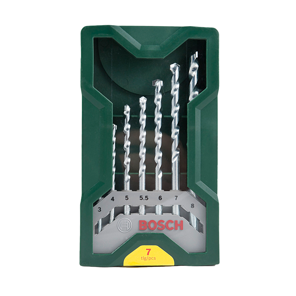 Set 7 burghie Bosch Mini-X-Line, mandrina standard, pentru piatra, 3 - 8 mm