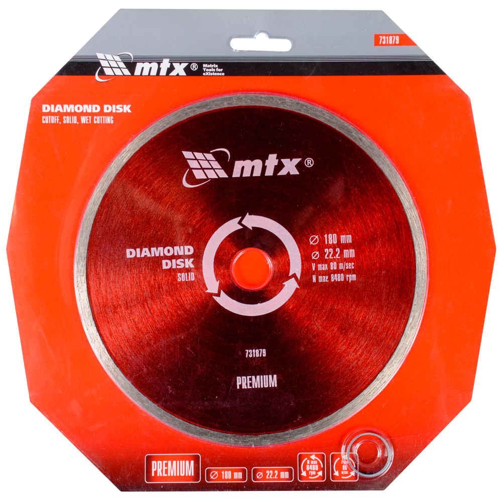 Disc diamantat pentru taiere umeda MTX PREMIUM, 180 x 22,2 mm