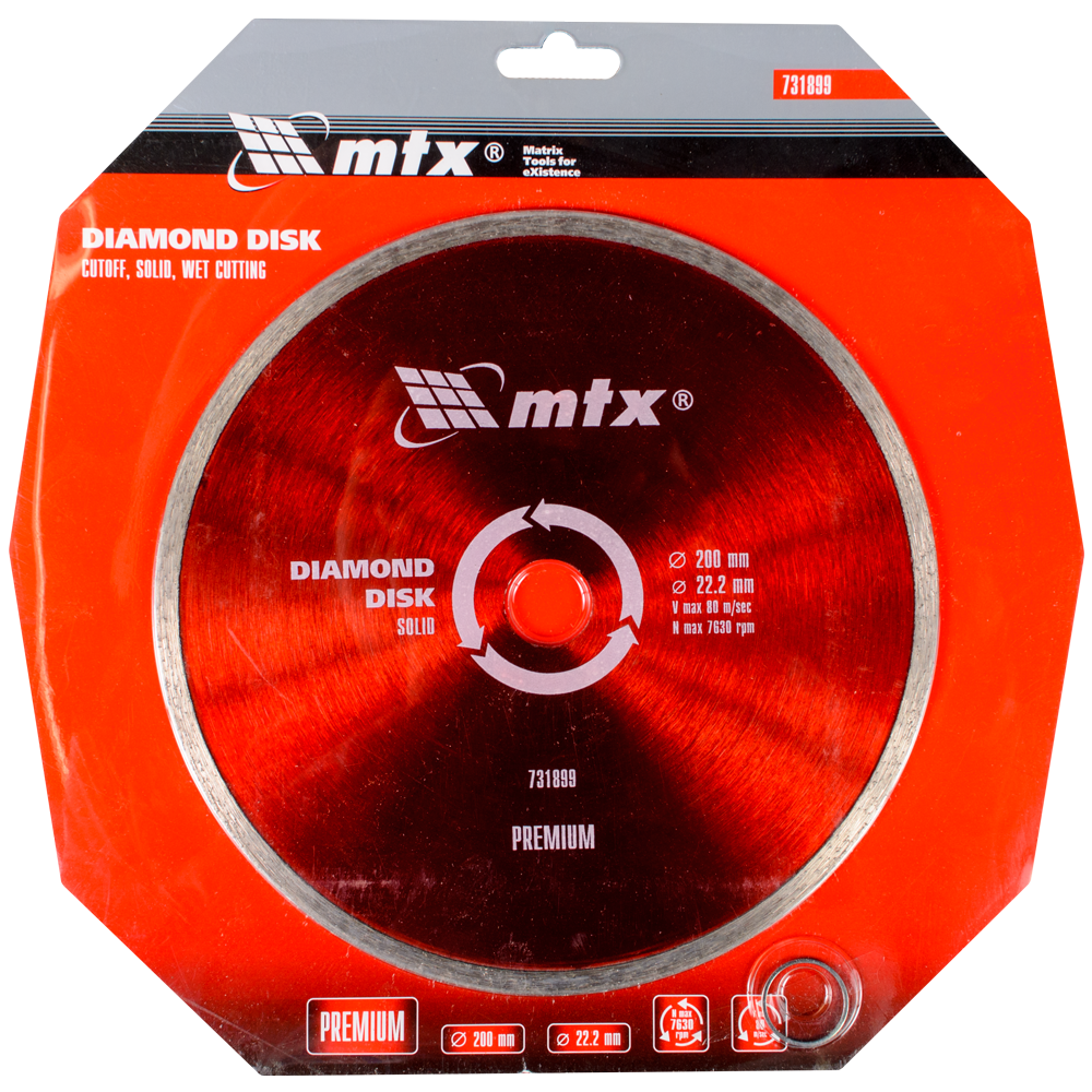 Disc diamantat pentru taiere umeda MTX PREMIUM, 200 x 22,2 mm