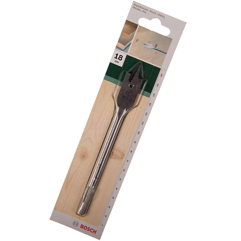 Burghiu plat cu prindere hexagonala Bosch, pentru lemn, 18 mm