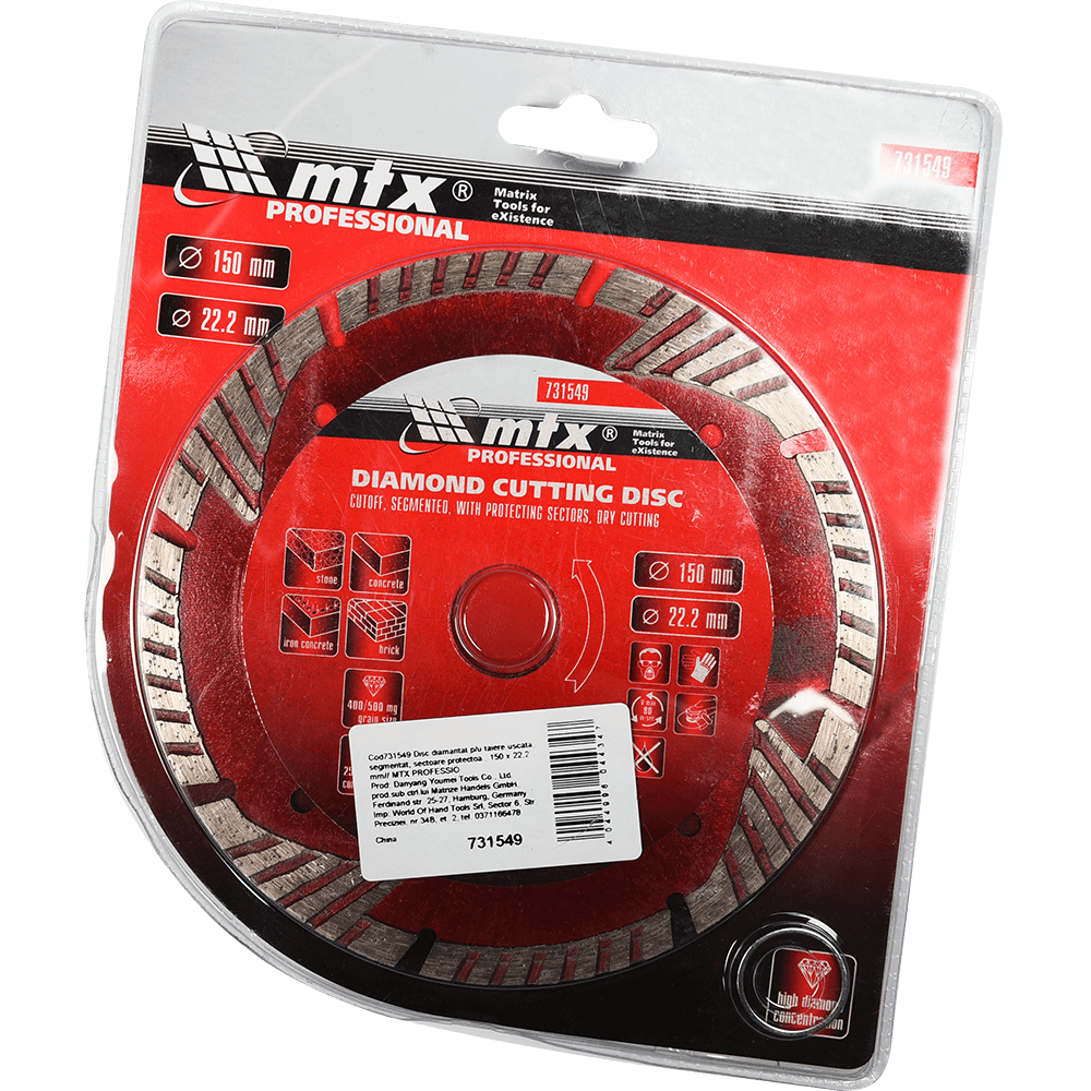 Disc diamantat debitare beton MTX Professional, 150 x 22.2 mm