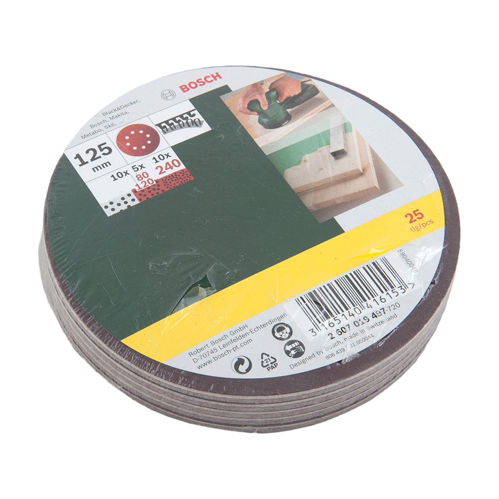 Foi abrazive Bosch, G80, 120, 240, 25 bucati, pentru slefuitoare cu excentric