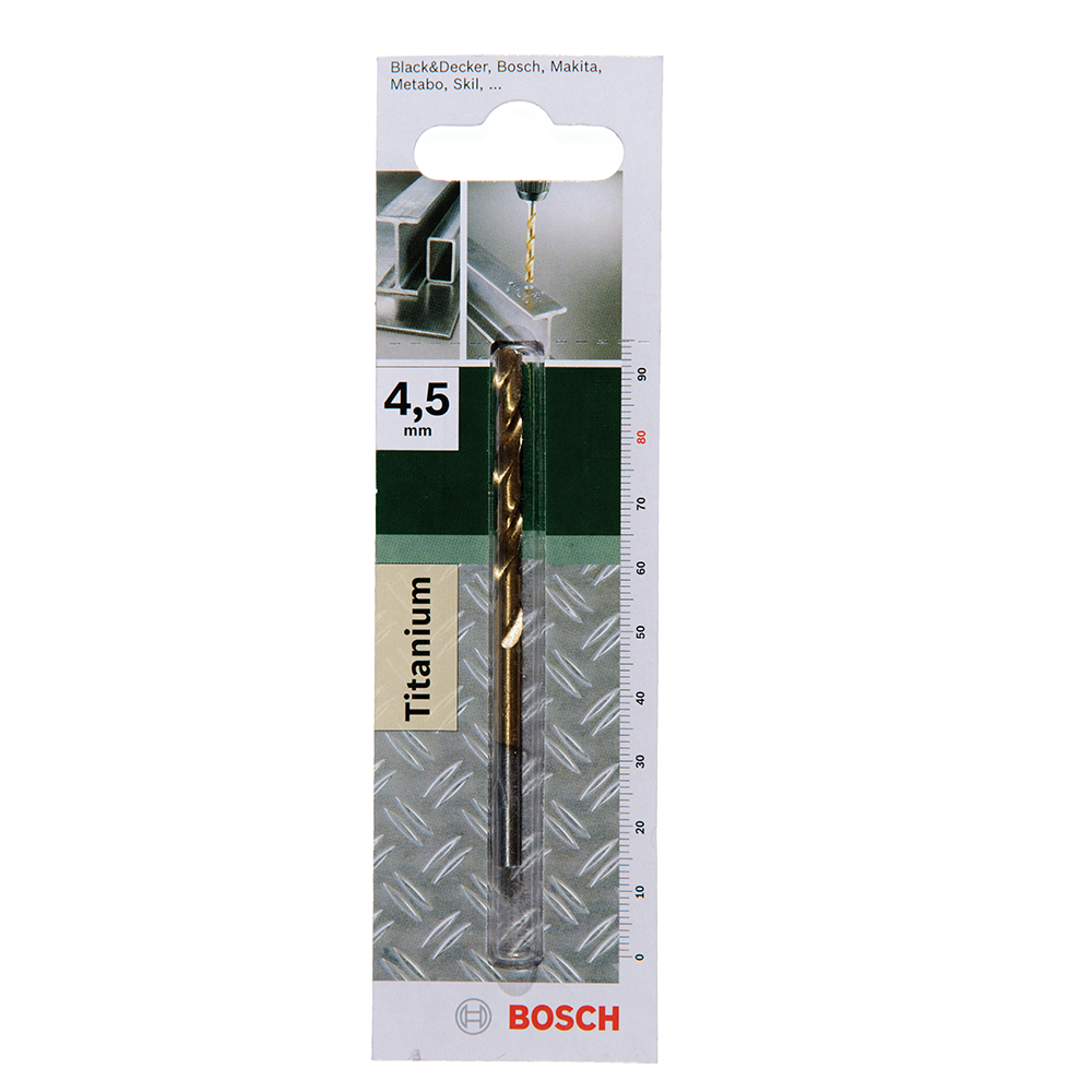 Burghiu Bosch HSS-TiN DIN 338, mandrina standard, pentru metal, 4,5 mm