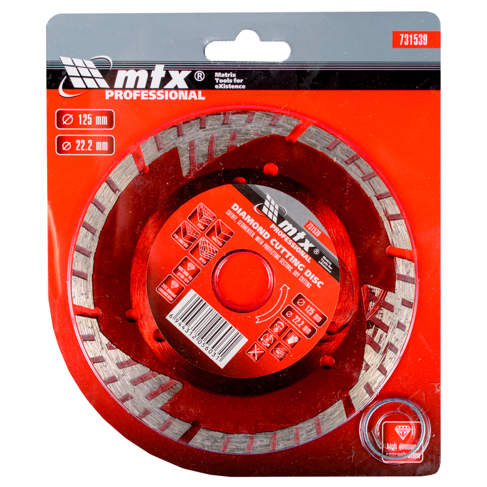 Disc diamantat debitare beton MTX Professional, 125 x 22.2 mm