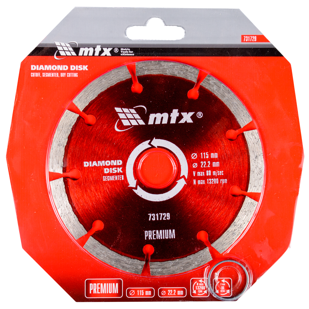 Disc diamantat debitare beton, MTX Premium, 115 x 22.2 mm