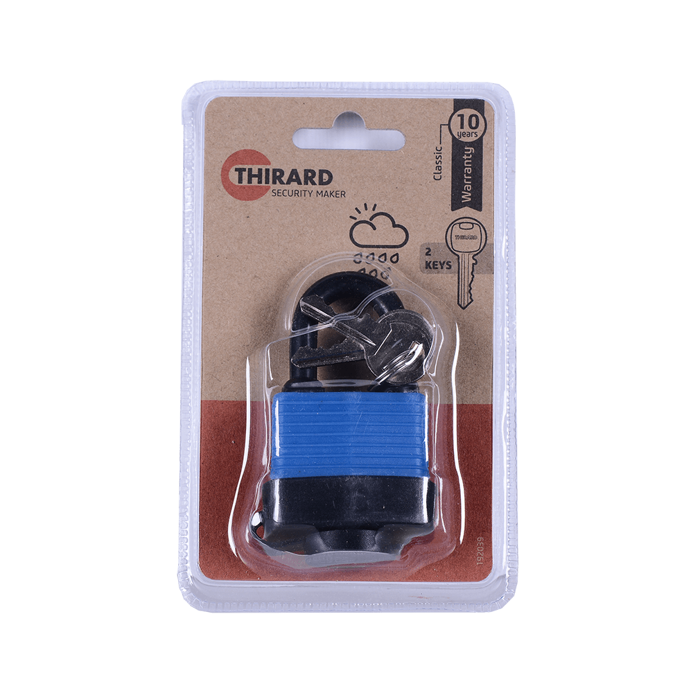 Lacat din otel, Thirard Slice, l 40mm, invelis protector, 2 chei