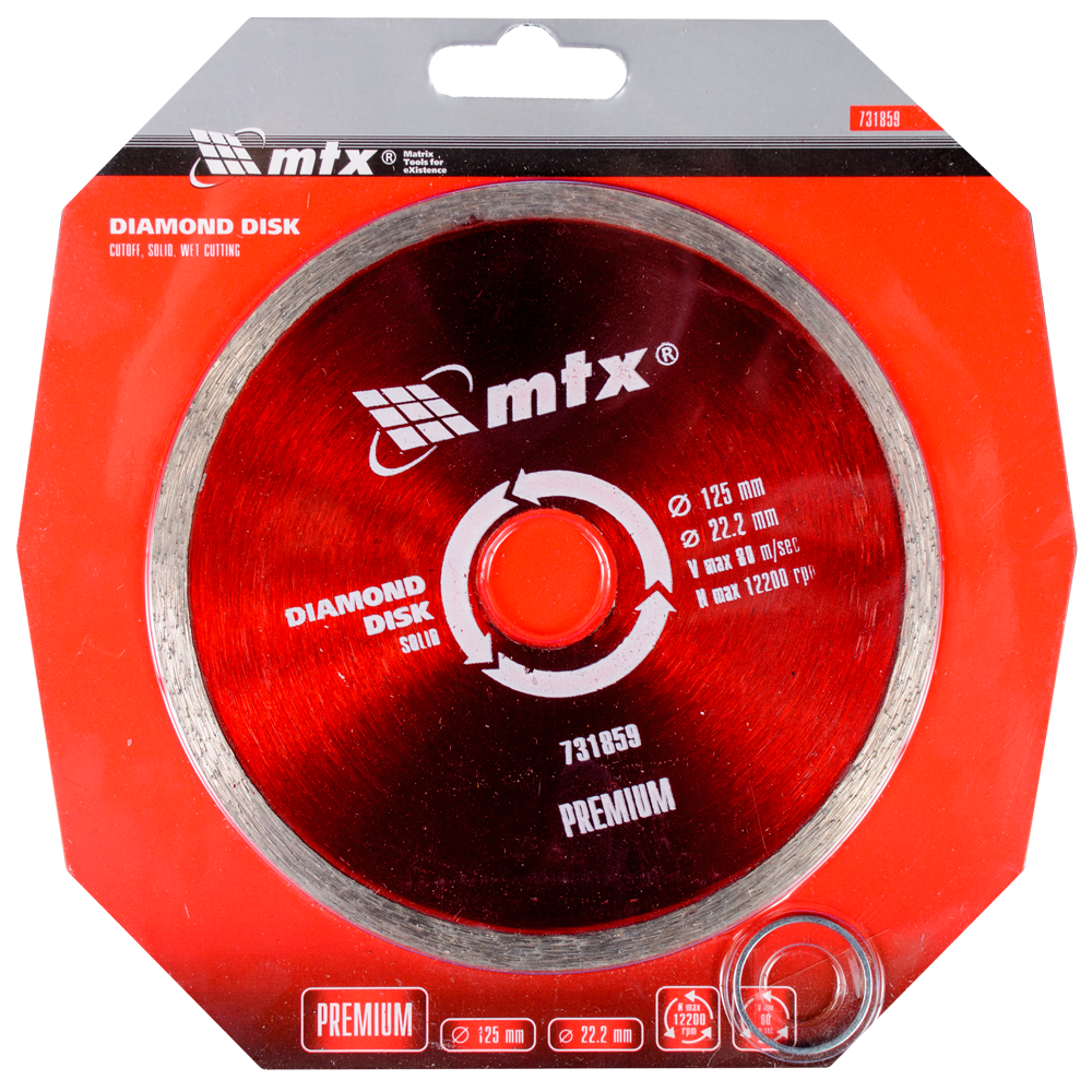 Disc diamantat pentru taiere umeda MTX PREMIUM, 125 x 22,2 mm