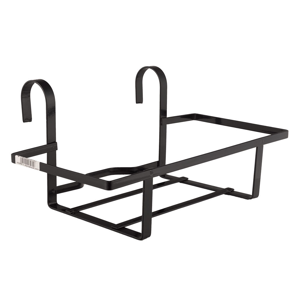Suport jardiniera cu agatatori, fier forjat, negru, 190 x 95 x 170 mm