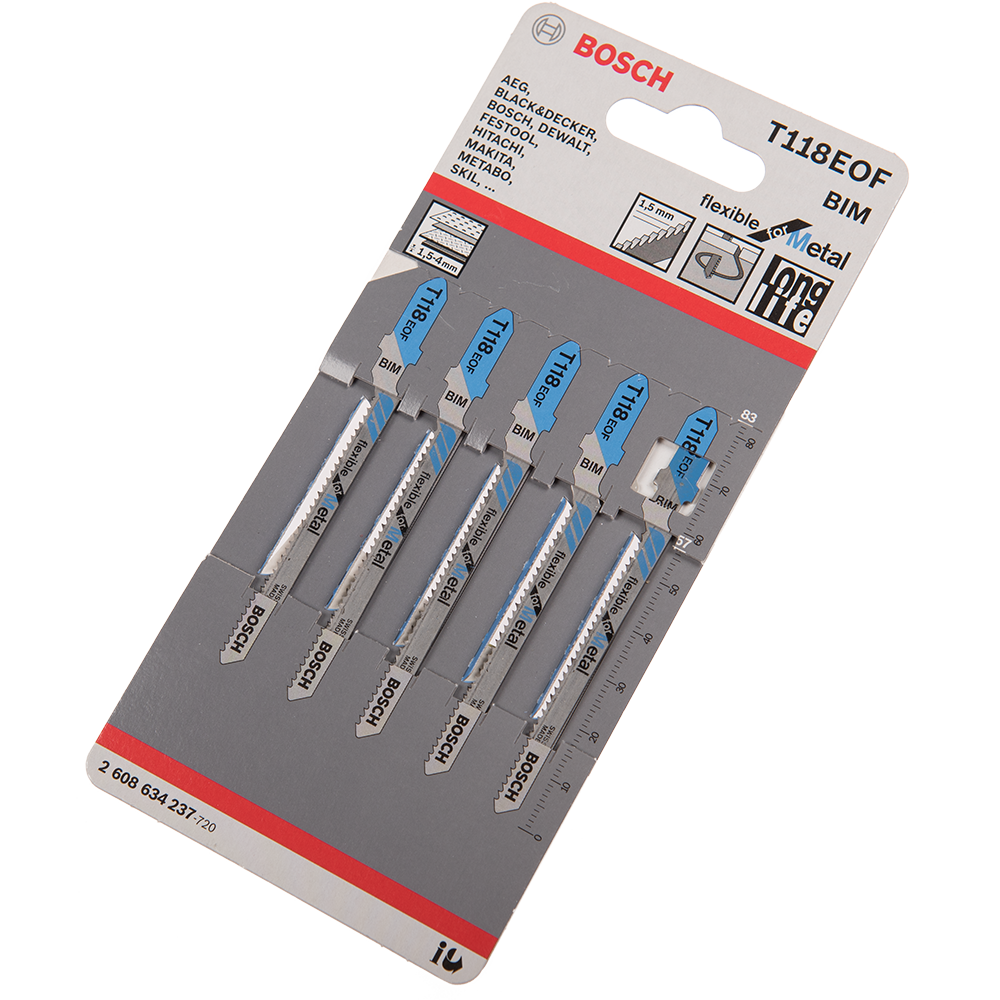 Set cinci panze pentru ferastrau vertical pentru metal, Bosch T118EOF,  83 mm, 1,5 mm