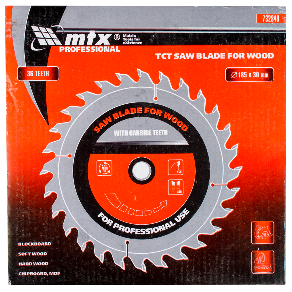 Disc debitare lemn, MTX Professional, 185 х 30 mm, 36 dinti