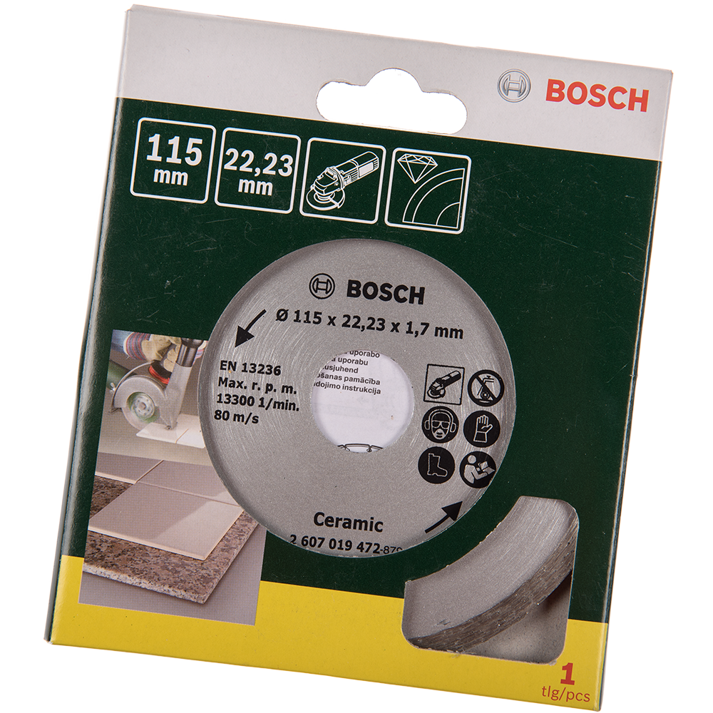 Disc diamantat debitare placi ceramice, Bosch Turbo, 115 x 22.3 x 1.7 mm