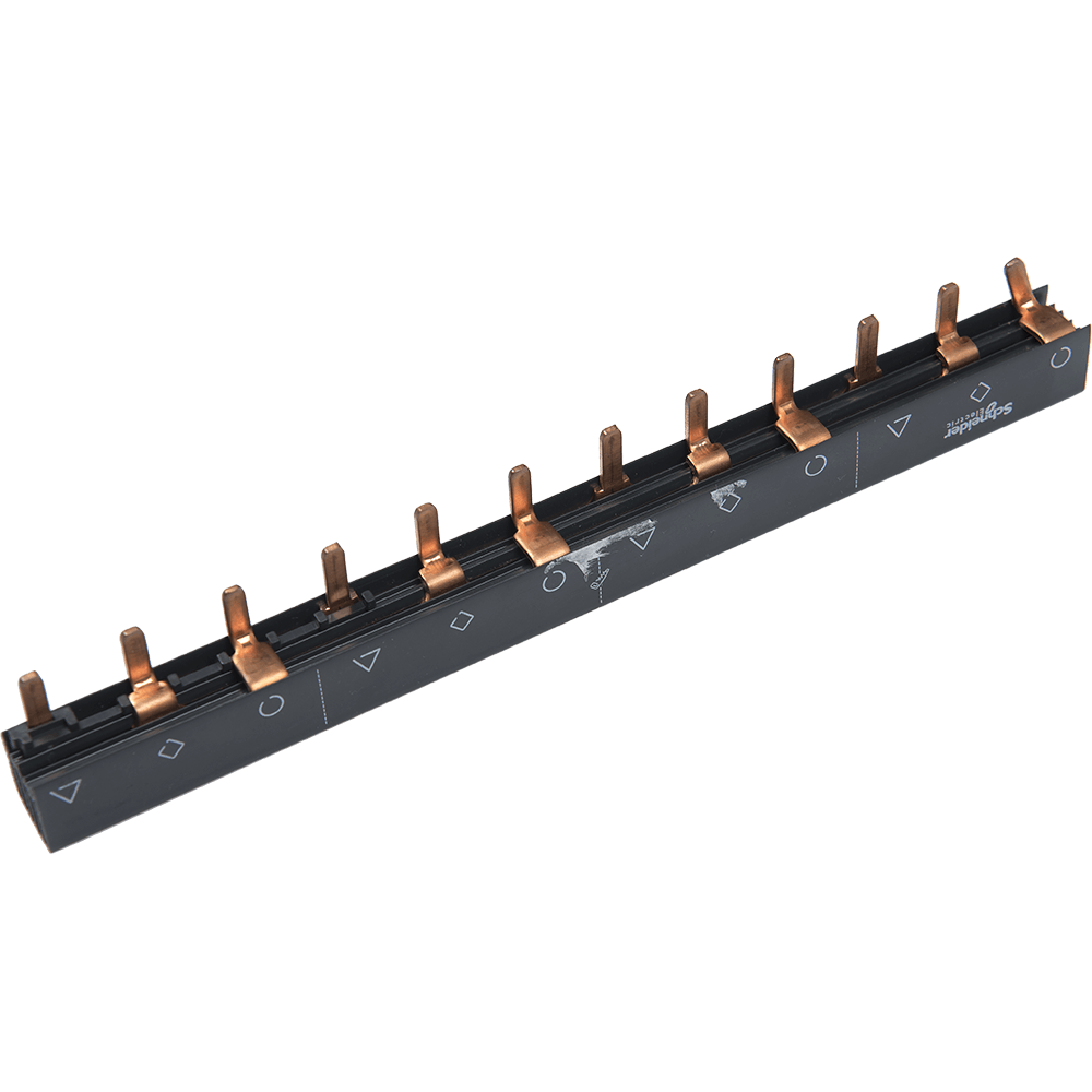 Bara colectoare tip pieptene Schneider Electric, 3 L, 12 module, 100A, alb