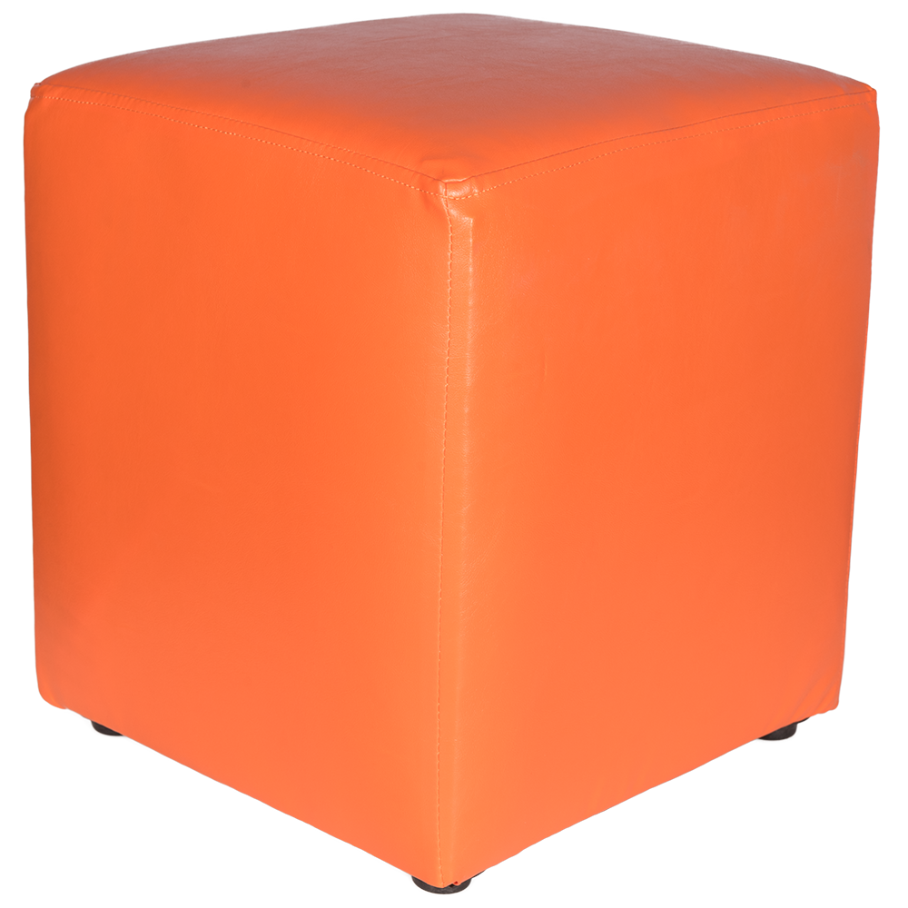 Taburet Cube, tapiterie piele ecologica, orange IP 21895, 45x37x37 cm