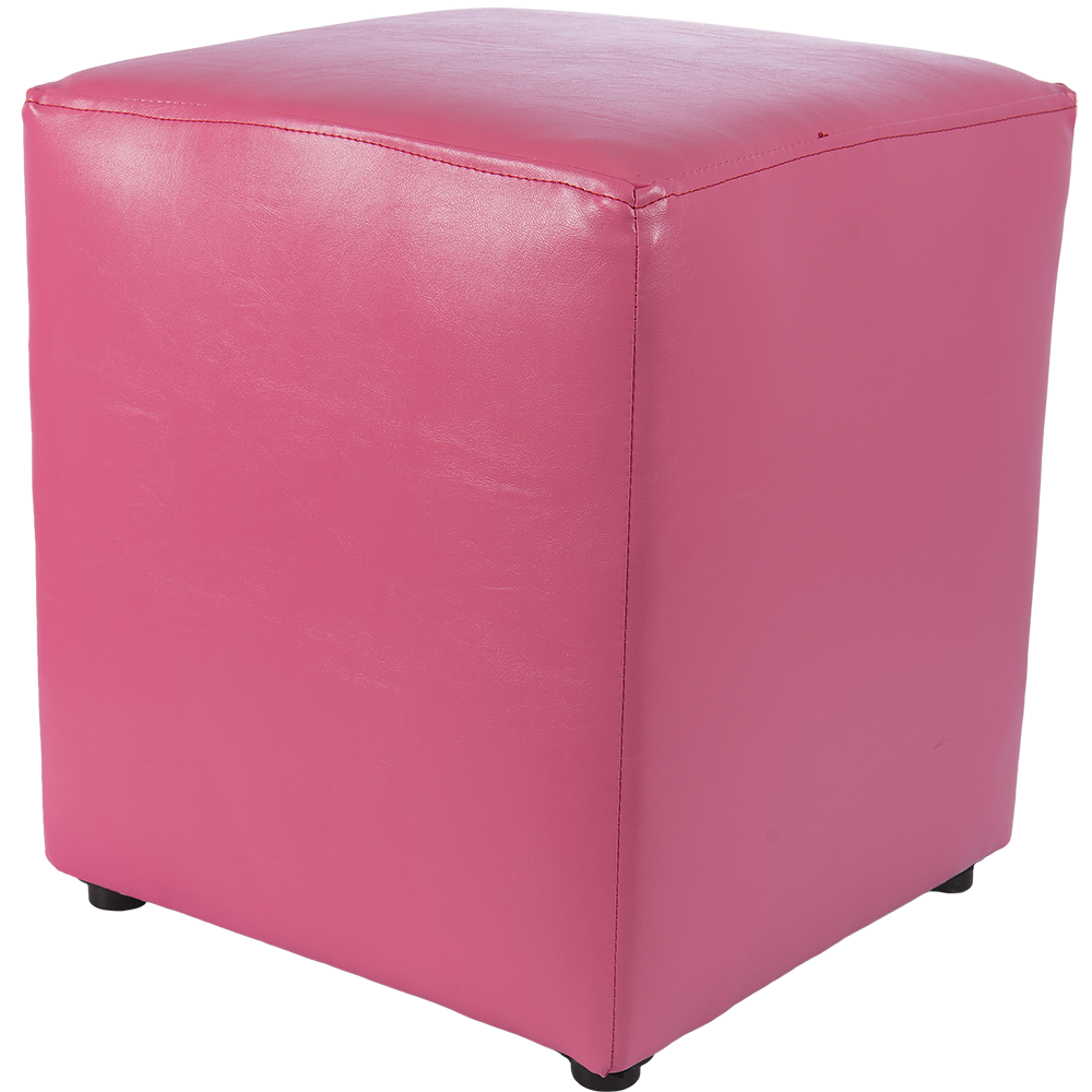 Taburet Cube, tapiterie piele ecologica, roz IP 21896, 45x37x37 cm