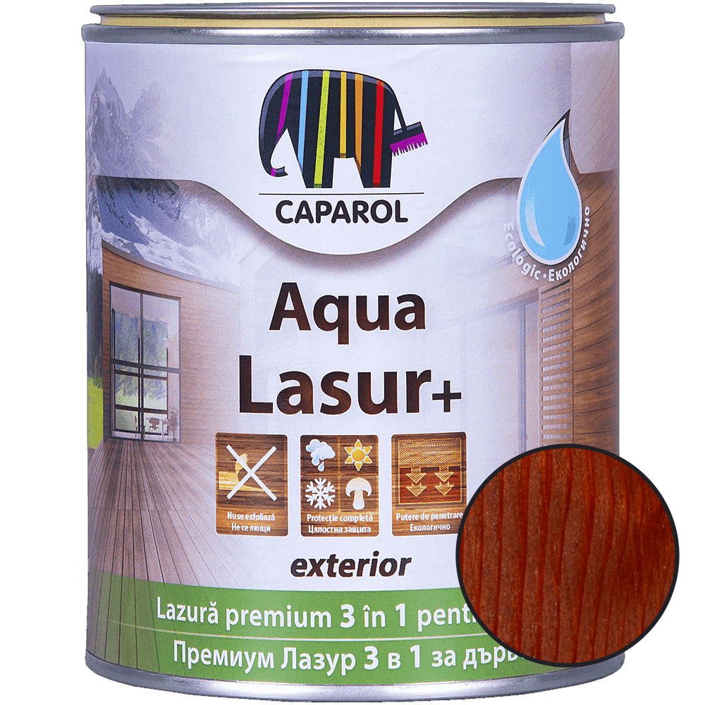 Lazura pentru lemn de exterior Caparol Aqua Lasur +, merbau, 0.75 l