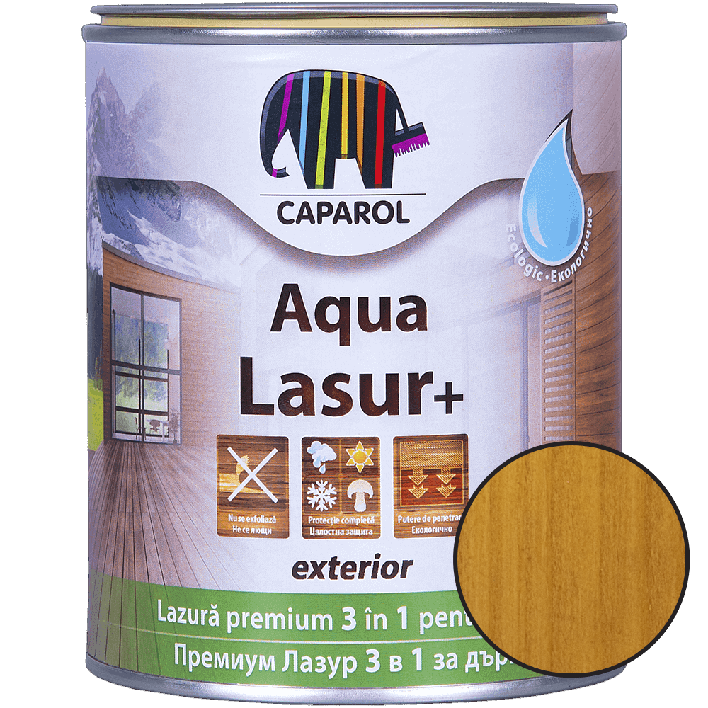 Lazura pentru lemn de exterior Caparol Aqua Lasur +, stejar, 0,75 l