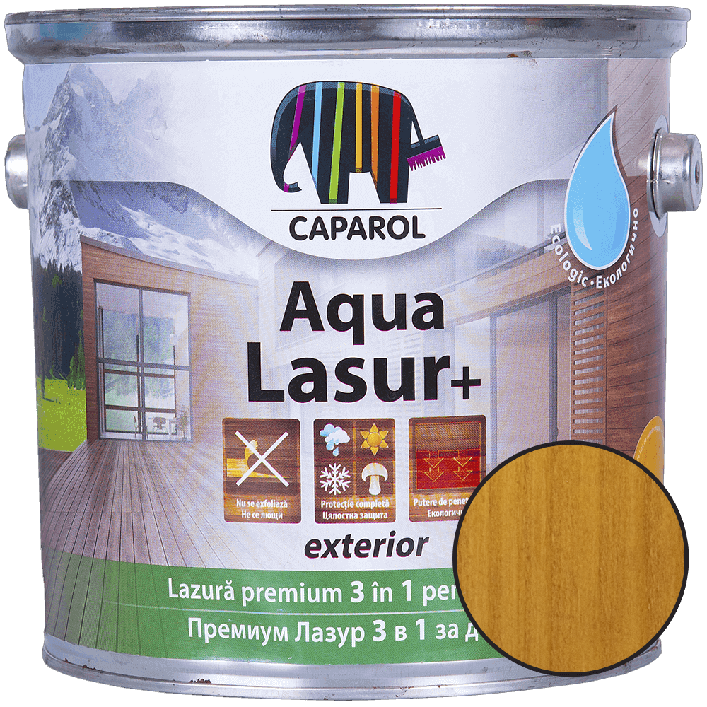 Lazura pentru lemn de exterior Caparol Aqua Lasur+ stejar, 2,5l