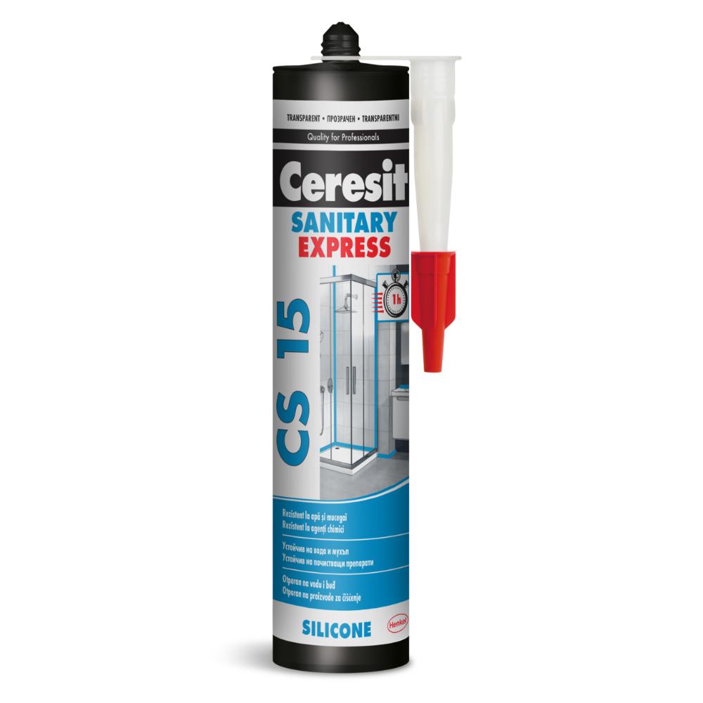 Silicon sanitar Ceresit Express CS15, transparent, interior/exterior, 280 ml
