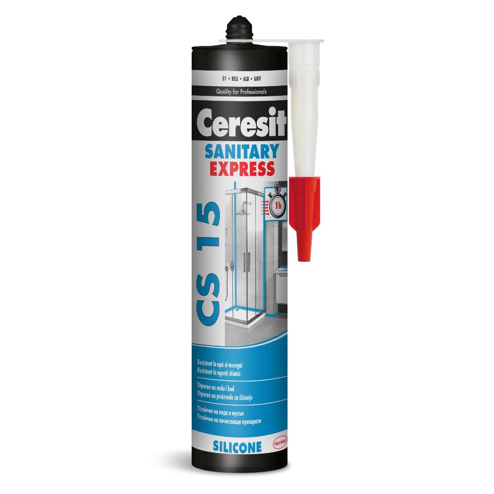 Silicon sanitar Ceresit Express CS15, alb, interior/exterior, 280 ml