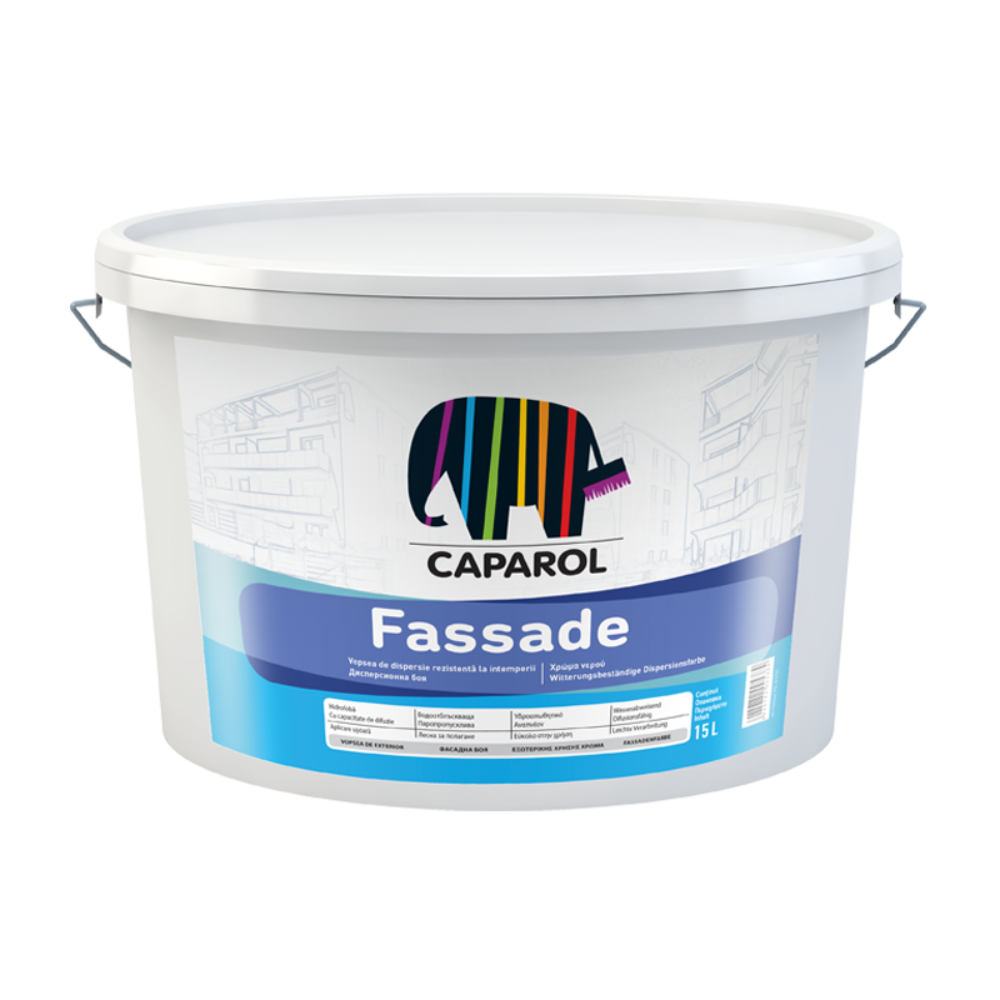 Vopsea lavabila exterior Caparol Fassade, rezistenta la intemperii, alb, 9 l