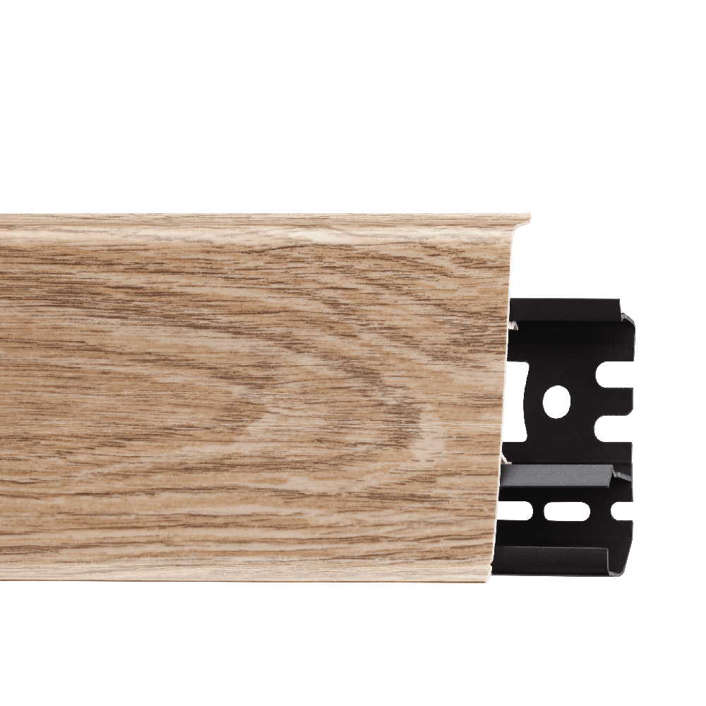 Plinta parchet, cu canal cablu, PVC, stejar holm, INDO 70, 2500 mm