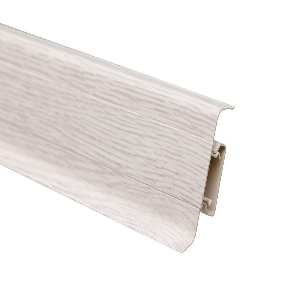 Plinta parchet cu canal dublu si margini flexibile, PVC, SET 10456-6017 gri alaska, 2500 x 52 x 22.5 mm