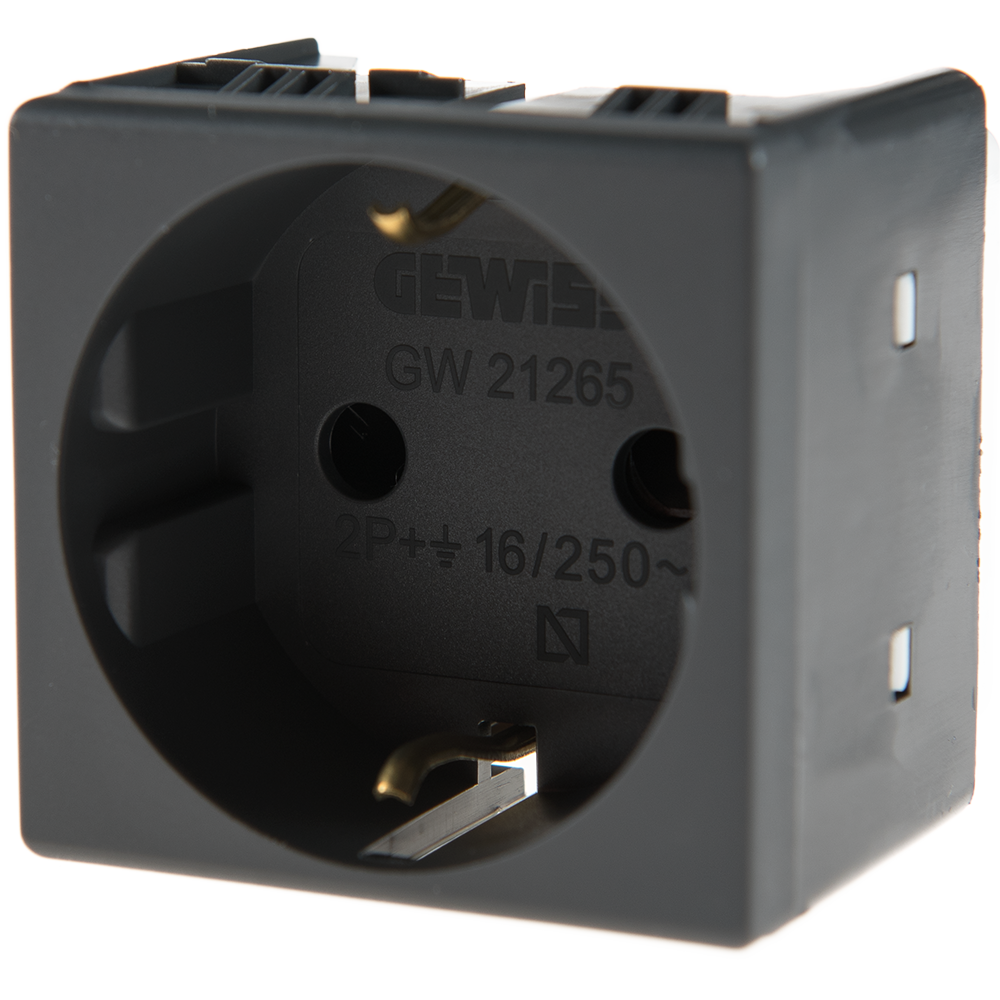 Priza simpla 2P+E System, Gewiss GW21265, 16A, negru