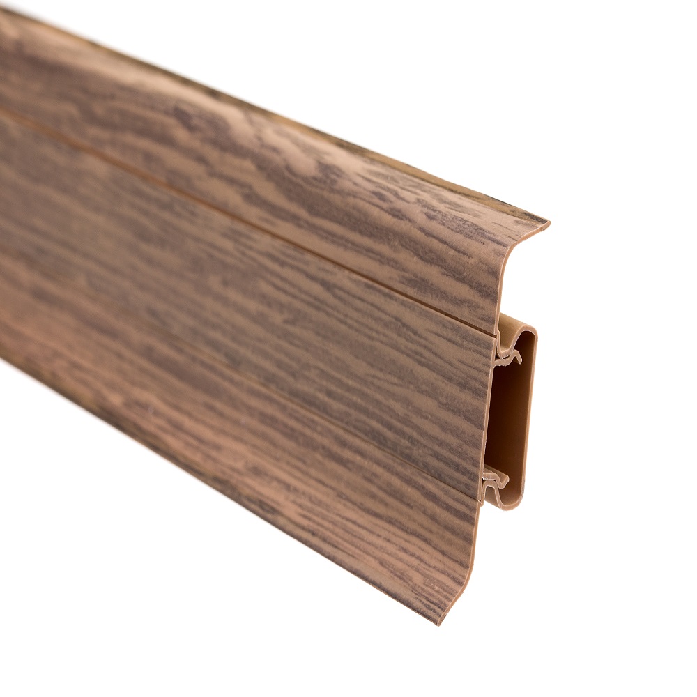 Plinta parchet, cu canal cablu, PVC, stejar maroniu 5163, 2500 x 52 x 22,5 mm