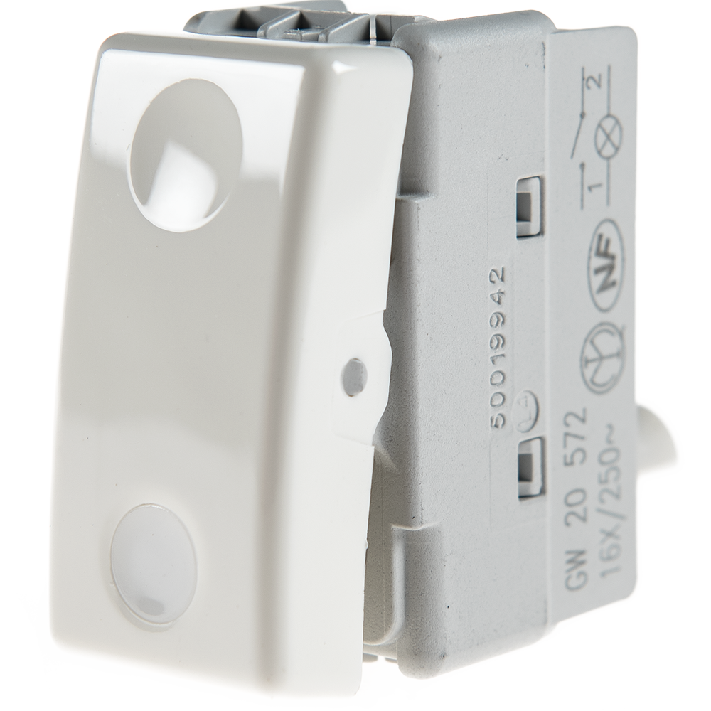 Intrerupator simplu cu LED Gewiss System GW20572, 1 M, alb